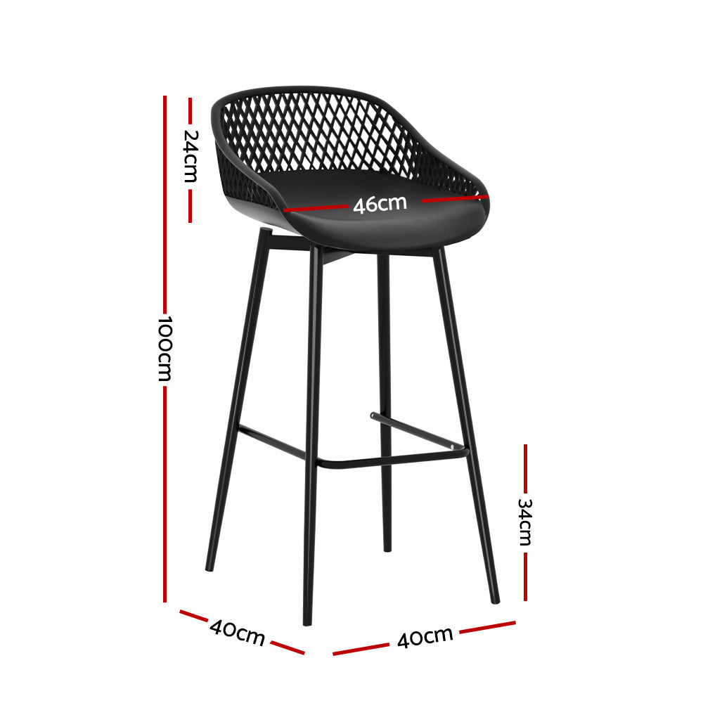 Gardeon 2x Outdoor Bar Stools Plastic Black