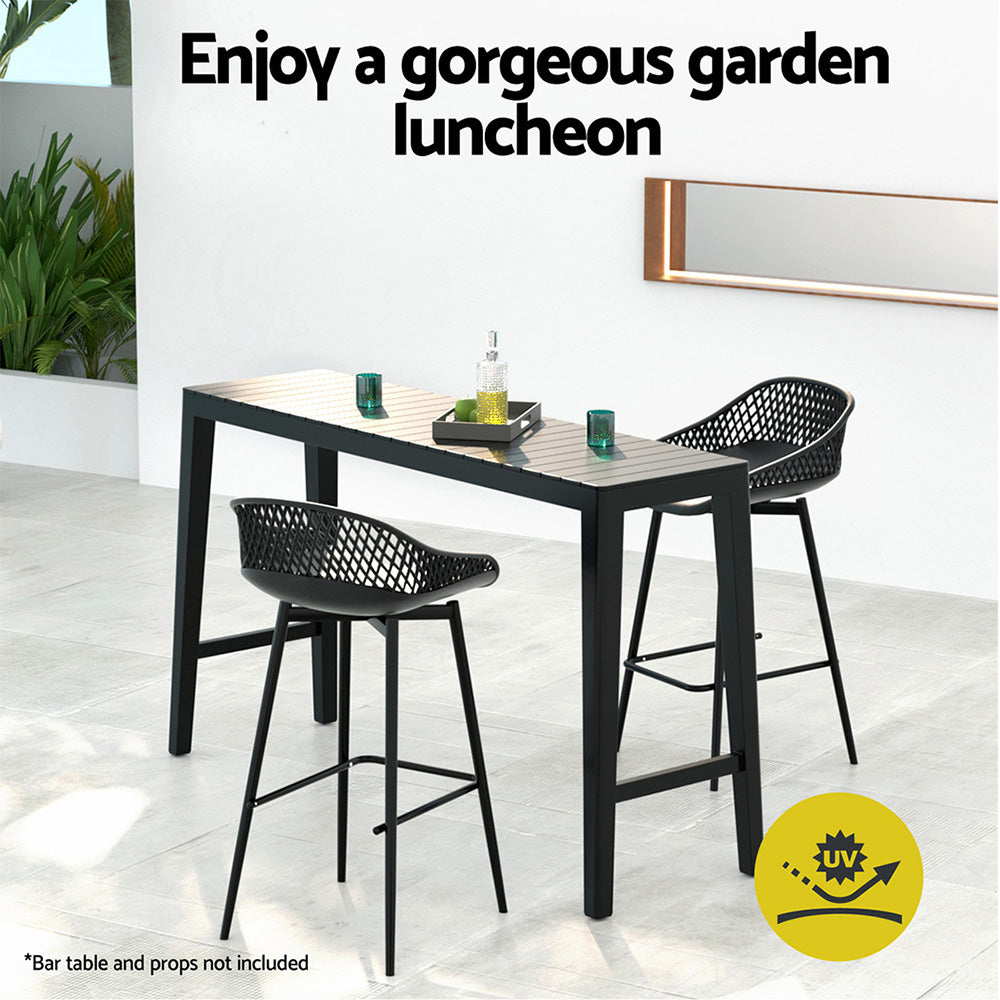 Gardeon 2x Outdoor Bar Stools Plastic Black