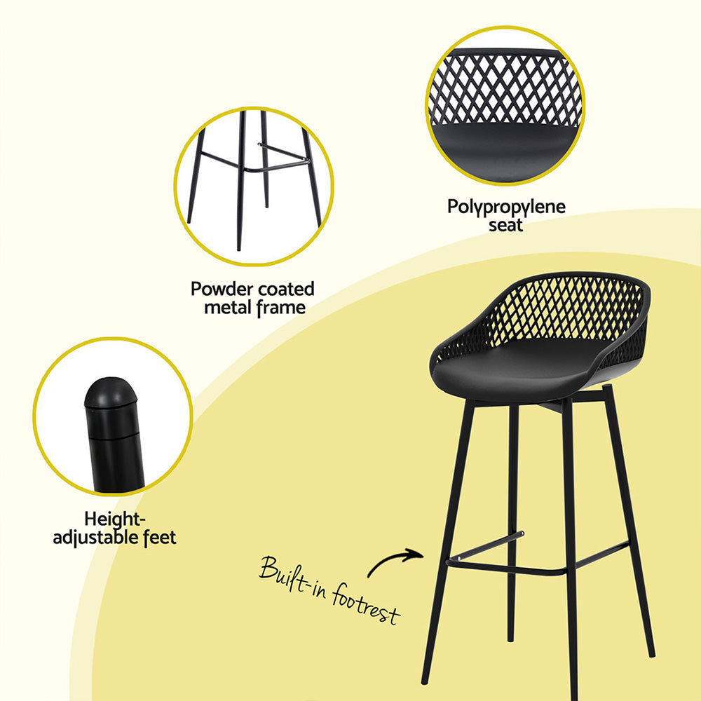 Gardeon 2x Outdoor Bar Stools Plastic Black