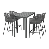 Thumbnail for Gardeon 5-Piece Outdoor Bar Set Dining Table Rope Chair Patio Bistro Set