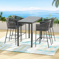 Thumbnail for Gardeon 5-Piece Outdoor Bar Set Dining Table Rope Chair Patio Bistro Set