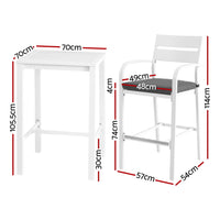 Thumbnail for Gardeon Outdoor Bar Set Stools 3-Piece Dining Chairs Table Patio Aluminium Bistro Set