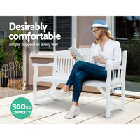 Thumbnail for Gardeon 5FT Outdoor Garden Bench Wooden 3 Seat Chair Patio Furniture White