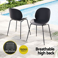 Thumbnail for Gardeon 4PC Outdoor Dining Chairs Lounge Chair Patio Garden Furniture Black