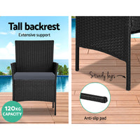 Thumbnail for Gardeon 4 Seater Outdoor Sofa Set Wicker Setting Table Chair Furniture Black