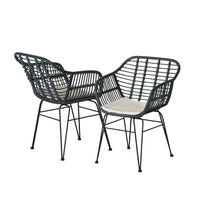 Thumbnail for Gardeon 3PC Outdoor Furniture Bistro Set Lounge Setting Table Chairs Cushion Patio Grey