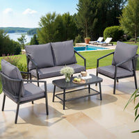 Thumbnail for Gardeon 4 Seater Outdoor Sofa Set 4PCS Table Chair Setting Patio Furniture