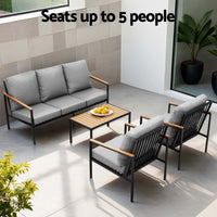 Thumbnail for Gardeon 5 Seater Outdoor Sofa Set 4PCS Table Chair Garden Bench Patio Furniture