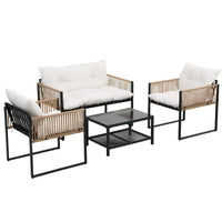 Thumbnail for Gardeon 4 Seater Outdoor Sofa Set 4PCS Table Chair Set Garden Patio Furniture