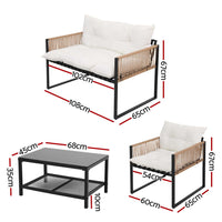 Thumbnail for Gardeon 4 Seater Outdoor Sofa Set 4PCS Table Chair Set Garden Patio Furniture