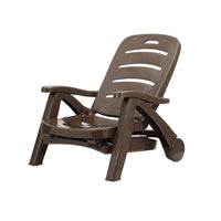 Thumbnail for Gardeon Sun Lounger Folding Lounge Chair Wheels Patio Outdoor Furniture Brown