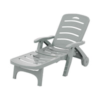 Thumbnail for Gardeon Sun Lounger Folding Lounge Chair Wheels Patio Outdoor Furniture Grey