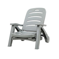 Thumbnail for Gardeon Sun Lounger Folding Lounge Chair Wheels Patio Outdoor Furniture Grey