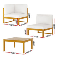 Thumbnail for Gardeon 4-Seater Outdoor Sofa Set Wooden Lounge Setting 5PCS