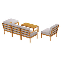 Thumbnail for Gardeon 5-Seater Outdoor Sofa Set Wooden Lounge Setting 6PCS