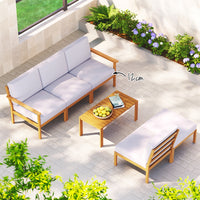 Thumbnail for Gardeon 5-Seater Outdoor Sofa Set Wooden Lounge Setting 6PCS