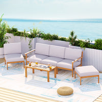 Thumbnail for Gardeon 5-Seater Outdoor Sofa Set Wooden Lounge Setting 6PCS