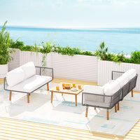 Thumbnail for Gardeon 5-Seater Outdoor Sofa Set Wooden Lounge Setting Aluminum