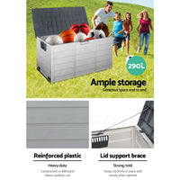 Thumbnail for Gardeon Outdoor Storage Box 290L Lockable Organiser Garden Deck Shed Tool Grey