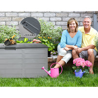 Thumbnail for Gardeon Outdoor Storage Box 290L Lockable Organiser Garden Deck Shed Tool Grey