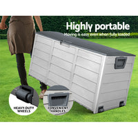 Thumbnail for Gardeon Outdoor Storage Box 290L Lockable Organiser Garden Deck Shed Tool Grey