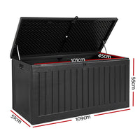 Thumbnail for Gardeon Outdoor Storage Box 270L Container Lockable Garden Bench Tool Shed Black