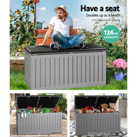 Thumbnail for Gardeon Outdoor Storage Box 270L Container Lockable Garden Bench Tool Shed Grey