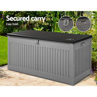 Thumbnail for Gardeon Outdoor Storage Box 270L Container Lockable Garden Bench Tool Shed Grey