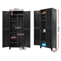 Thumbnail for Gardeon Outdoor Storage Cabinet Box 173cm Lockable Cupboard Sheds Garage Adjustable Black