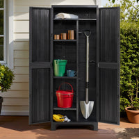 Thumbnail for Gardeon Outdoor Storage Cabinet Box 173cm Lockable Cupboard Sheds Garage Adjustable Black