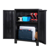 Thumbnail for Gardeon Outdoor Storage Cabinet Box 92cm Lockable Cupboard Sheds Garage Adjustable Black