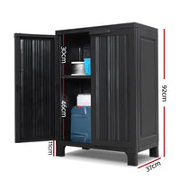 Thumbnail for Gardeon Outdoor Storage Cabinet Box 92cm Lockable Cupboard Sheds Garage Adjustable Black