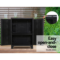 Thumbnail for Gardeon Outdoor Storage Cabinet Box 92cm Lockable Cupboard Sheds Garage Adjustable Black