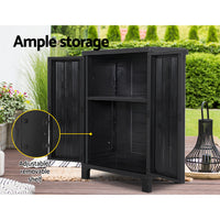 Thumbnail for Gardeon Outdoor Storage Cabinet Box 92cm Lockable Cupboard Sheds Garage Adjustable Black