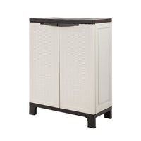 Thumbnail for Gardeon Outdoor Storage Cabinet Box 92cm Lockable Cupboard Sheds Adjustable Rattan Beige