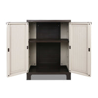 Thumbnail for Gardeon Outdoor Storage Cabinet Box 92cm Lockable Cupboard Sheds Adjustable Rattan Beige