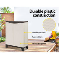 Thumbnail for Gardeon Outdoor Storage Cabinet Box 92cm Lockable Cupboard Sheds Adjustable Rattan Beige