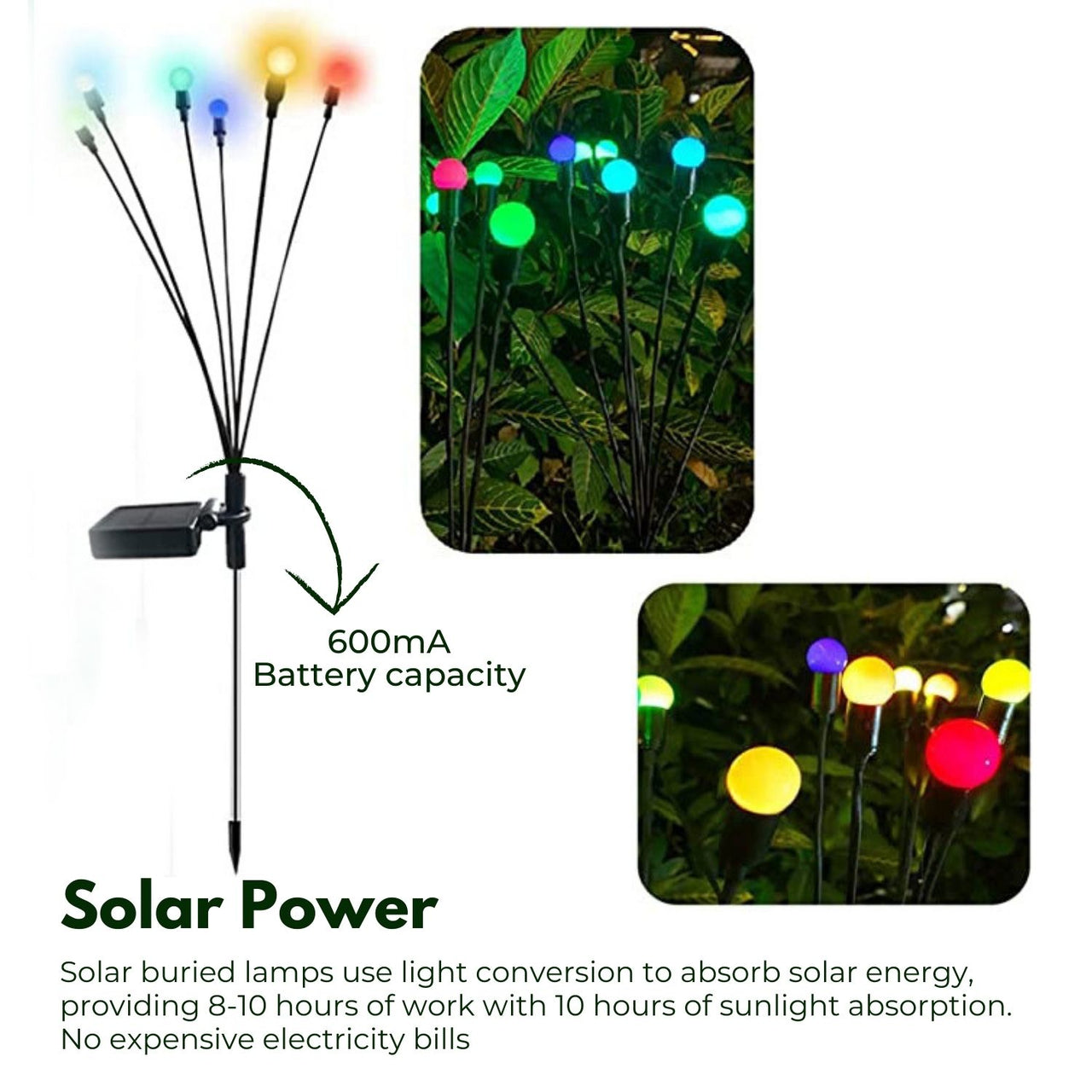 NOVEDEN 3 Pieces Solar Powered Firefly Lights (Color Light)