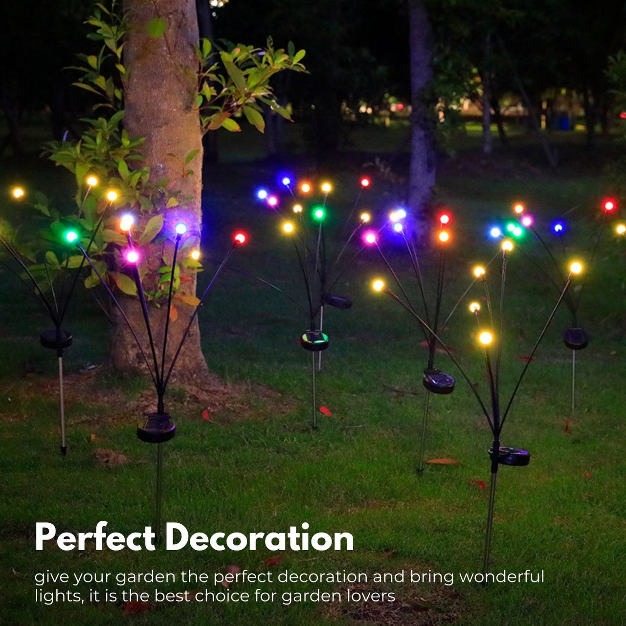 NOVEDEN 3 Pieces Solar Powered Firefly Lights (Color Light)