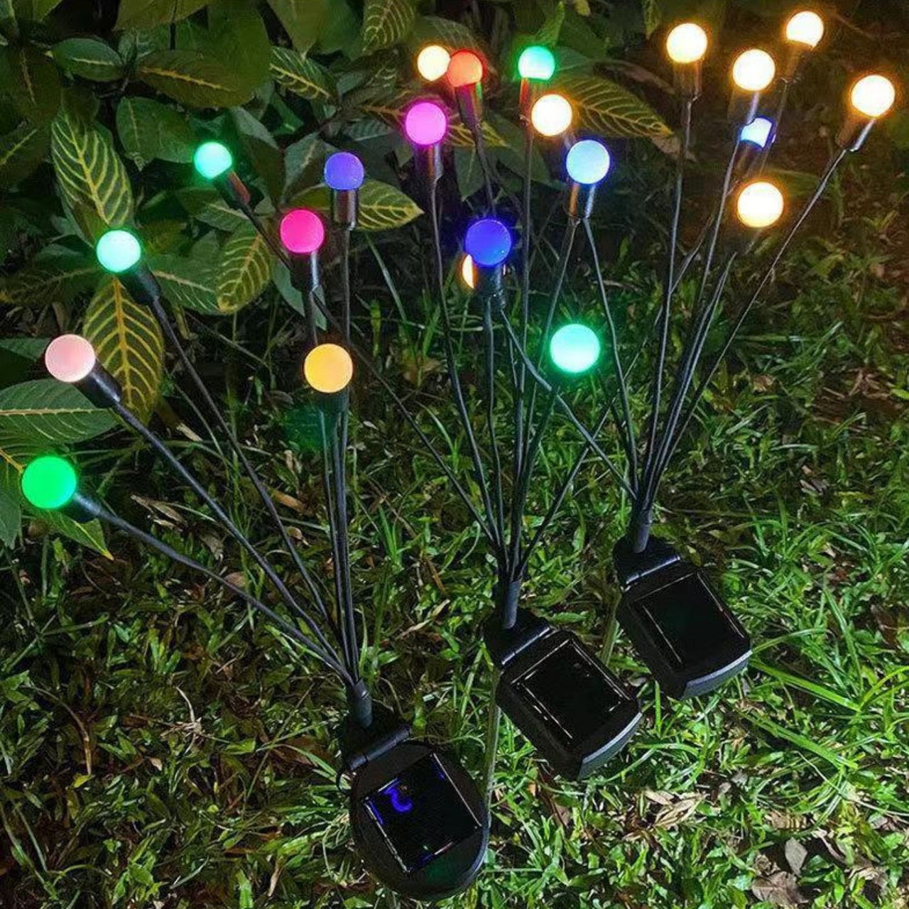 NOVEDEN 3 Pieces Solar Powered Firefly Lights (Color Light)