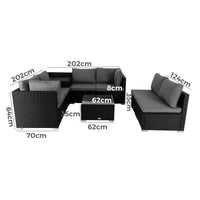 Thumbnail for 8PCS Outdoor Furniture Modular Lounge Sofa Lizard-Black