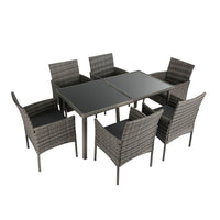 Thumbnail for Rural Style Outdoor Grey Wicker 6 Seater Dining Set