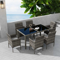 Thumbnail for Rural Style Outdoor Grey Wicker 6 Seater Dining Set