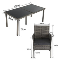 Thumbnail for Rural Style Outdoor Grey Wicker 6 Seater Dining Set