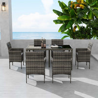 Thumbnail for Rural Style Outdoor Grey Wicker 6 Seater Dining Set