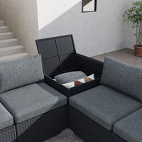 Thumbnail for 7PC Outdoor Wicker Loveseat Setting with Storage Corner (Black)