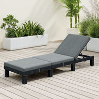 Thumbnail for Black Rattan Sunbed with Adjustable Recline