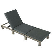 Thumbnail for Grey Rattan Sunbed with Adjustable Recline