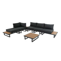 Thumbnail for Modern Outdoor 7 Piece Lounge Set with Slatted Polywood Design Tables