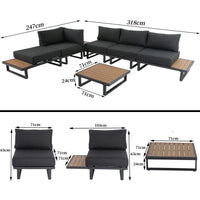 Thumbnail for Modern Outdoor 7 Piece Lounge Set with Slatted Polywood Design Tables